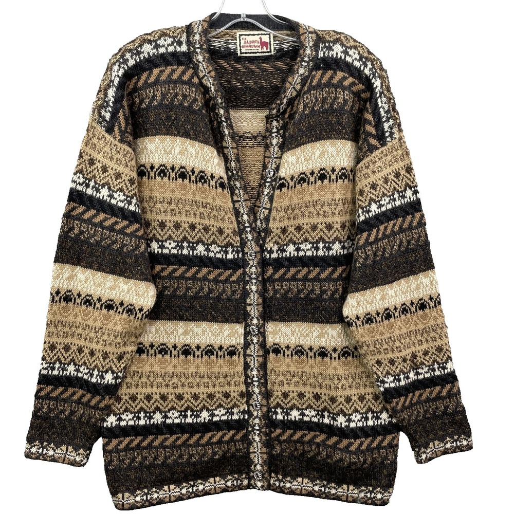 Alpaca‎ Connection Artisanal Nordic Cardigan Women's XL Boho Gorpcore Cabin 90's